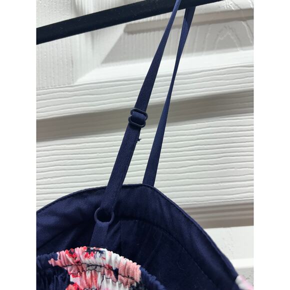 NWT Band of Gypsies Size Small Blue Floral Spaghetti Strap Padded Romper - Picture 4 of 7